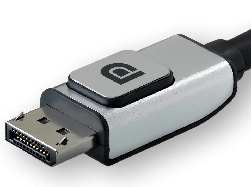 실제 DisplayPort 커넥터. 외형 자료이며 사진으로 케이블의 HDR 지원·대역폭·인증을 판정하지 않습니다.