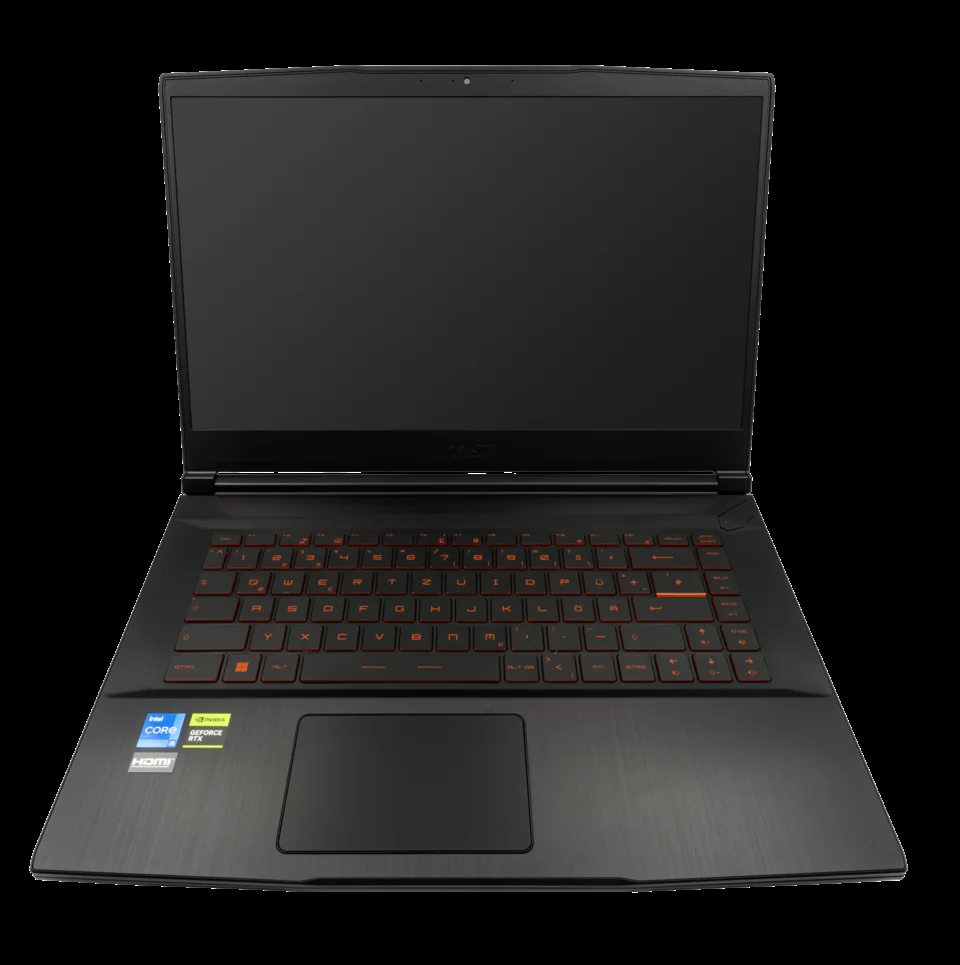 MSI Thin GF63 노트북의 화면과 키보드